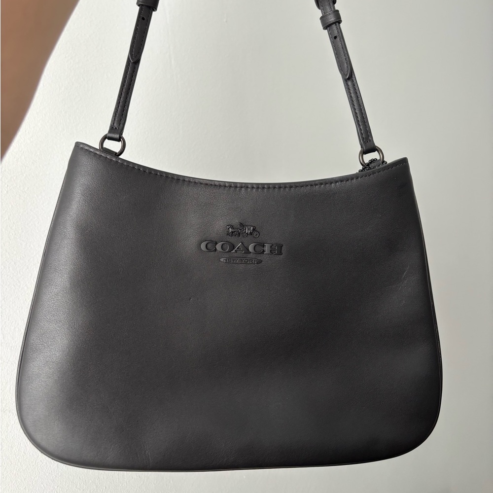Coach Black Leather Penelope Shoulder Bag with Black Hardware